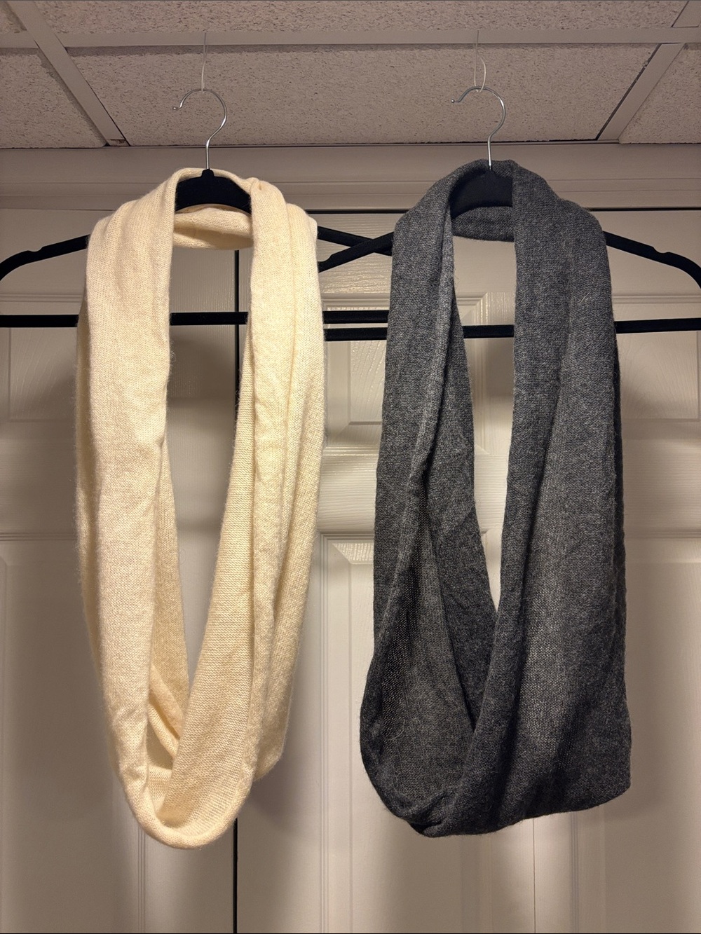Charlotte Russe Cream and Charcoal Infinity Scarves